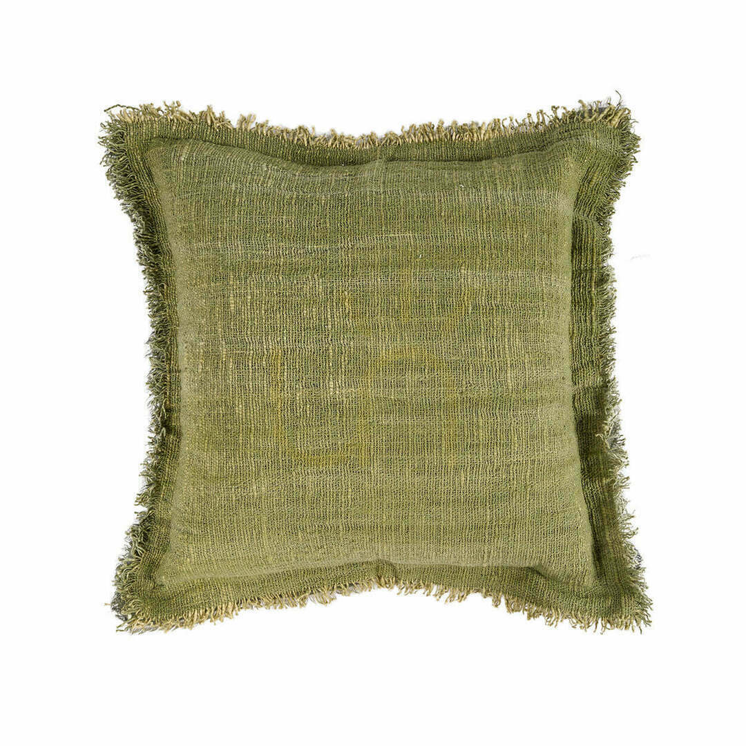 Párnahuzat dzsungel mintás rojtos zöld 50x50 cm