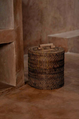 Jelölje be Fonott kosár rattan natural brown 25x25x29 cm