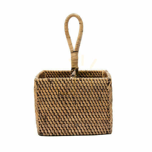 Jelölje be Rattan evőeszköztartó kosár barna 18x18x29 cm