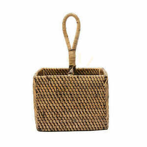 Rattan evőeszköztartó kosár barna 18x18x29 cm small 1