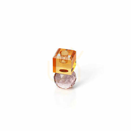 Jelölje be Citrine & Rose Quartz gyertyatartó újrahasznosított üvegből, rózsaszín-borostyán, 10,3 cm
