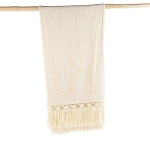 Ágytakaró 270x135 cm természetes színű, kézműves dekorációs textil small 3