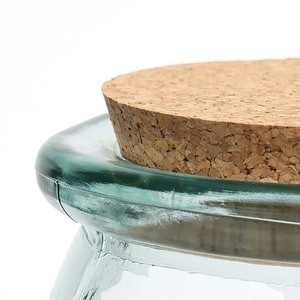 Belly Glass Pot L konyhai tárolóüveg kék 15 cm újrahasznosított üveg parafa fedéllel BAZAR BIZAR small 4