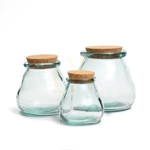 Belly Glass Pot L konyhai tárolóüveg kék 15 cm újrahasznosított üveg parafa fedéllel BAZAR BIZAR small 6