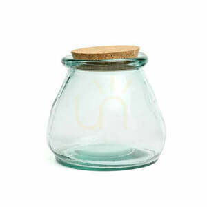 Belly Glass Pot L konyhai tárolóüveg kék 15 cm újrahasznosított üveg parafa fedéllel BAZAR BIZAR small 0