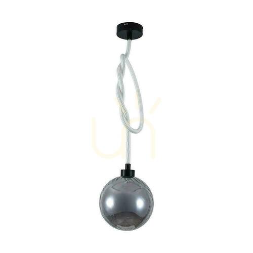 Jelölje be V-TAC LED függesztett lámpatest 20W füstös gömb fi 23cm kötött zsinór VT-84037 3000K 1900lm