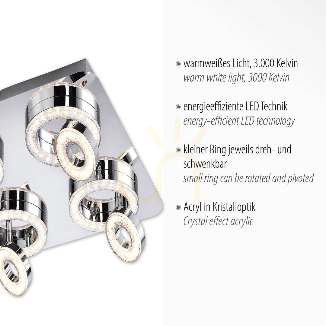 Kijelző TIM Plafond 14522-17 króm 8xLED TIM Plafond 14522-17 króm 8xLED