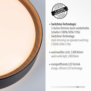 Paul Neuhaus / JUST LIGHT Emilia 14347-18 fekete LED mennyezeti lámpa fa dekorral, 32 W, 40 cm small 3