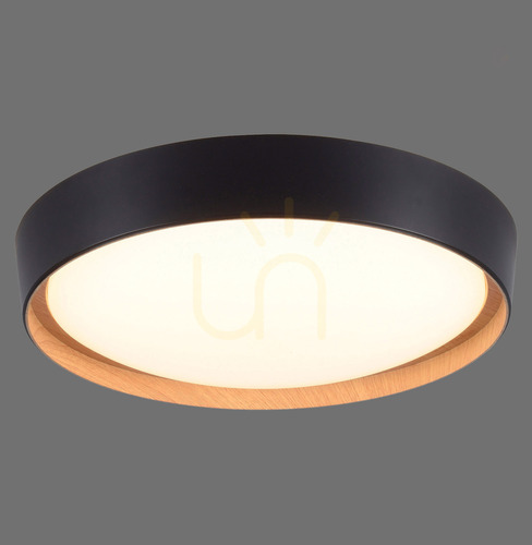 Jelölje be Zuma Line EMILIA 14347-18 fekete LED mennyezeti lámpa fa dekorral, 29 W, 40 cm