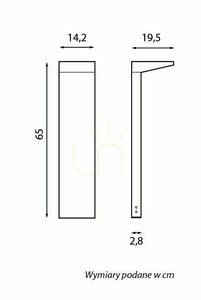 Kültéri postafény SU-MA Karo KB-650 LED 10W IP65 szürke 65 cm small 4