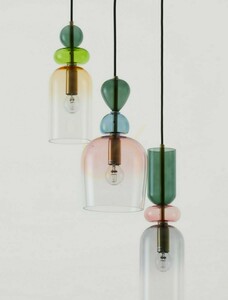 Luces Exclusivas BALAM arany függeszték színes üveggel 3xE14 LE43400 small 2