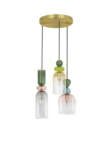 Jelölje be Luces Exclusivas BALAM arany függeszték színes üveggel 3xE14 LE43400