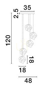 Függőlámpa Luces Exclusivas BALUN LE43402 5xE14 arany borostyán búrák ⌀48 cm small 1