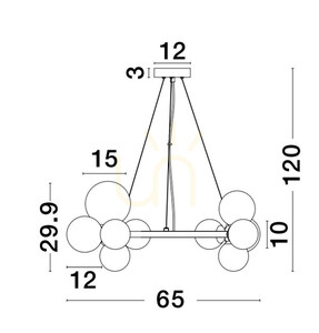 Luces Exclusivas PARLA LE43674 csillár, matt arany, 11 × G9, 65 cm small 2