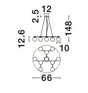 Luces Exclusivas CAMINOS LE44543 csillár, fekete aranyszínű részletekkel, 10 × G9, 66 cm small 3
