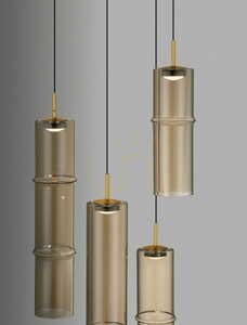 SARTANO LE45168 függőlámpa, 5 búra, konyakszínű üveg, arany, Ø 34 cm — Luces Exclusivas small 2