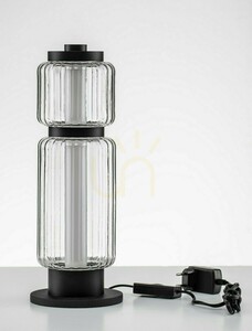ALQUERI LED asztali lámpa, fekete, bordázott burával, 39 cm, Luces Exclusivas LE45809 small 2