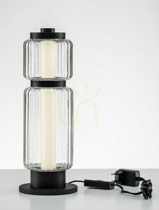 ALQUERI LED asztali lámpa, fekete, bordázott burával, 39 cm, Luces Exclusivas LE45809 small 3