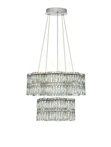 Jelölje be ARIZA kétszintes függeszték, kristály és acél, LED 56 W 3500K 4119 lm, 60 cm, TRIAC-szabályozható, Luces Exclusivas LE45852