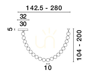 Luces Exclusivas CHEPEN LE44424 függeszték, 280 cm-es füzér, LED 91 W 3000 K, 6659 lm, akril és fekete fém small 3