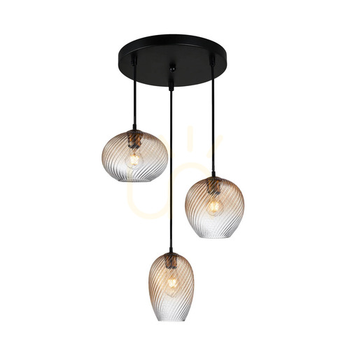 Jelölje be Függőlámpa Italux Fekete E27 3 Égős Üveg Fém 46 cm PND-3672-3A-BRO-AMB