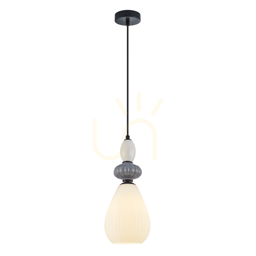 Jelölje be Italux fekete-fehér üveg E27 LED függőlámpa PND-36787-1B-BK-WH