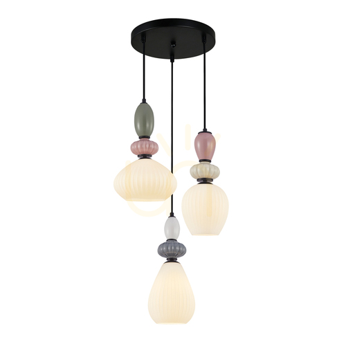 Jelölje be Italux Modern Altra fekete-fehér 3 fényű E27 függőlámpa PND-36787-3-BK-WH