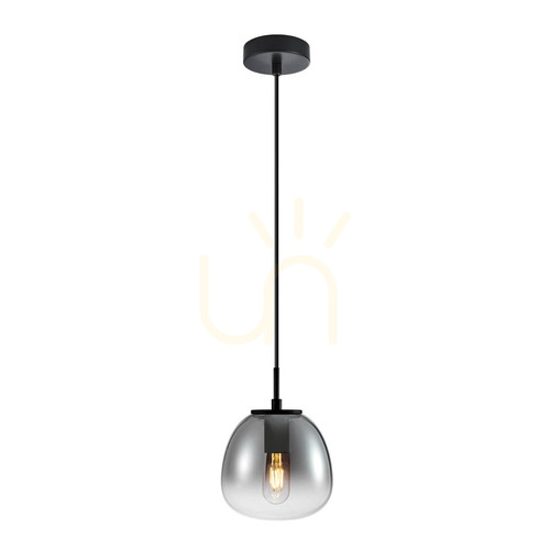 Jelölje be Függőlámpa Italux Modern fekete füstös üveg E27 PND-3650-1S-BK-CSG