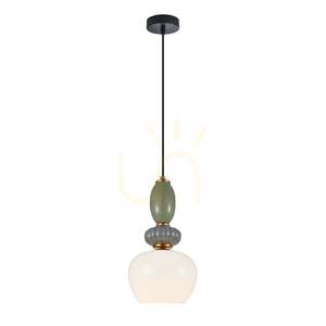Italux Martelo E27 függőlámpa 18,5 cm – fehér üveg és színes részletek PND-36545-1B-GD-WH small 0
