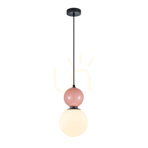 Jelölje be Függőlámpa Italux Mastal E27 fekete-rózsaszín üveg 18 cm PND-36603-1M-BK-PK