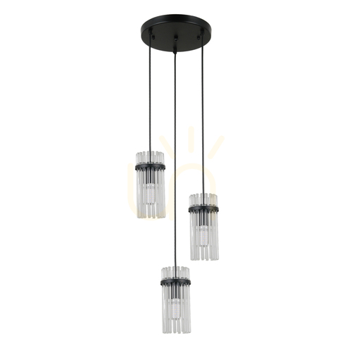 Jelölje be Függőlámpa Italux Merto 3xE14 fekete üveg 29 cm PND-40930-3A-BK