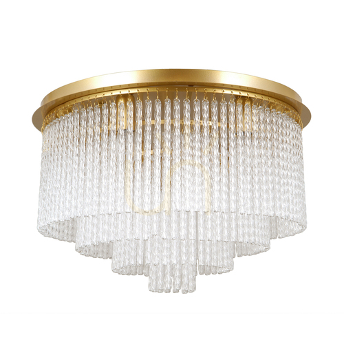Jelölje be Plafon Italux Naute aranysárga üveg 9 lámpás E14 LED 50 cm PLF-40931-9A-GD