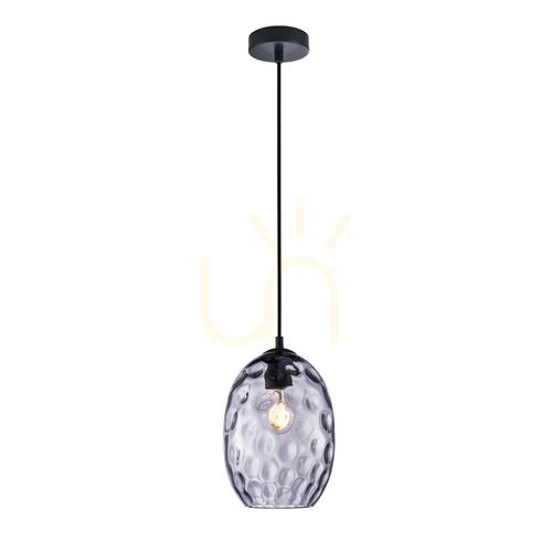 Jelölje be Italux Novala függőlámpa fekete füstös üveg E27 18 cm PND-3031-1-BK-SG