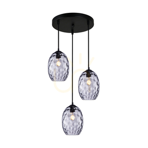 Italux Novala három fényforrásos E27 függőlámpa, fekete, füstszínű üveggel PND-3031-3A-BK-SG small 0