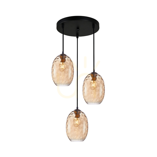 Jelölje be Italux 3 fénypontos LED függőlámpa arany borostyán üveg E27 PND-3031-3A-BRO-AMB