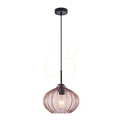 Jelölje be Italux Pansol fekete-barna üveg függőlámpa E27 25 cm PND-2940-1S-BK-CF