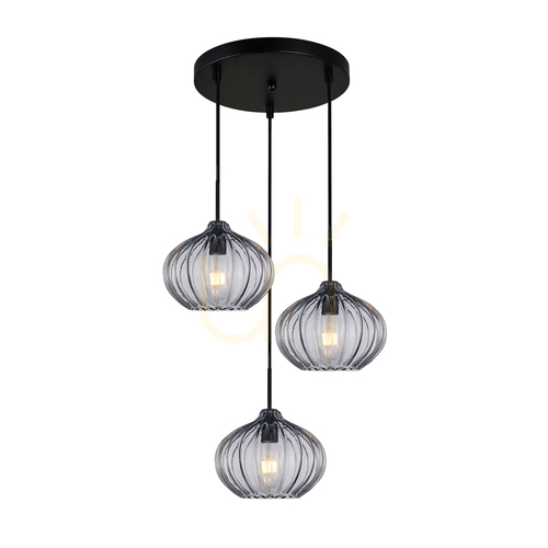 Jelölje be Italux Pansol fekete füstös üveg 3 égős LED függőlámpa PND-2940-3AS-BK-SG2