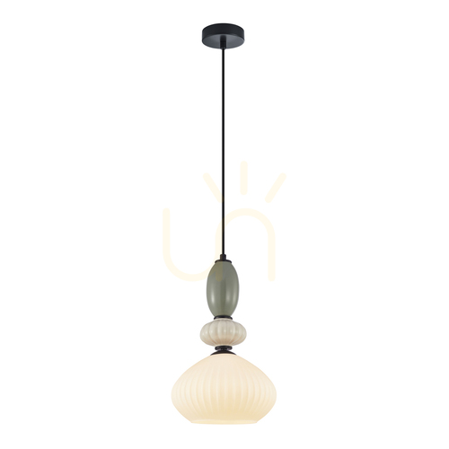 Jelölje be Italux Domali modern fekete-fehér üveg függőlámpa E27 PND-36816-1E-BK-WH