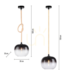 LUMA 2410-18 függőlámpa világító LED-kötéllel, fekete, E27 small 8