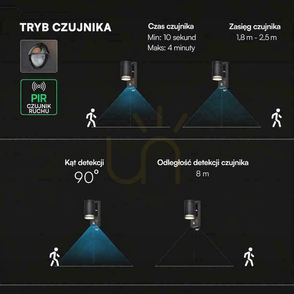 Kilátás V-TAC GU10 kültéri fali lámpa GU10 érzékelő alumínium felülről lefelé IP44 fekete VT-10175PIR 3 év garancia V-TAC GU10 kültéri fali lámpa GU10 érzékelő alumínium felülről lefelé IP44 fekete VT-10175PIR 3 év garancia