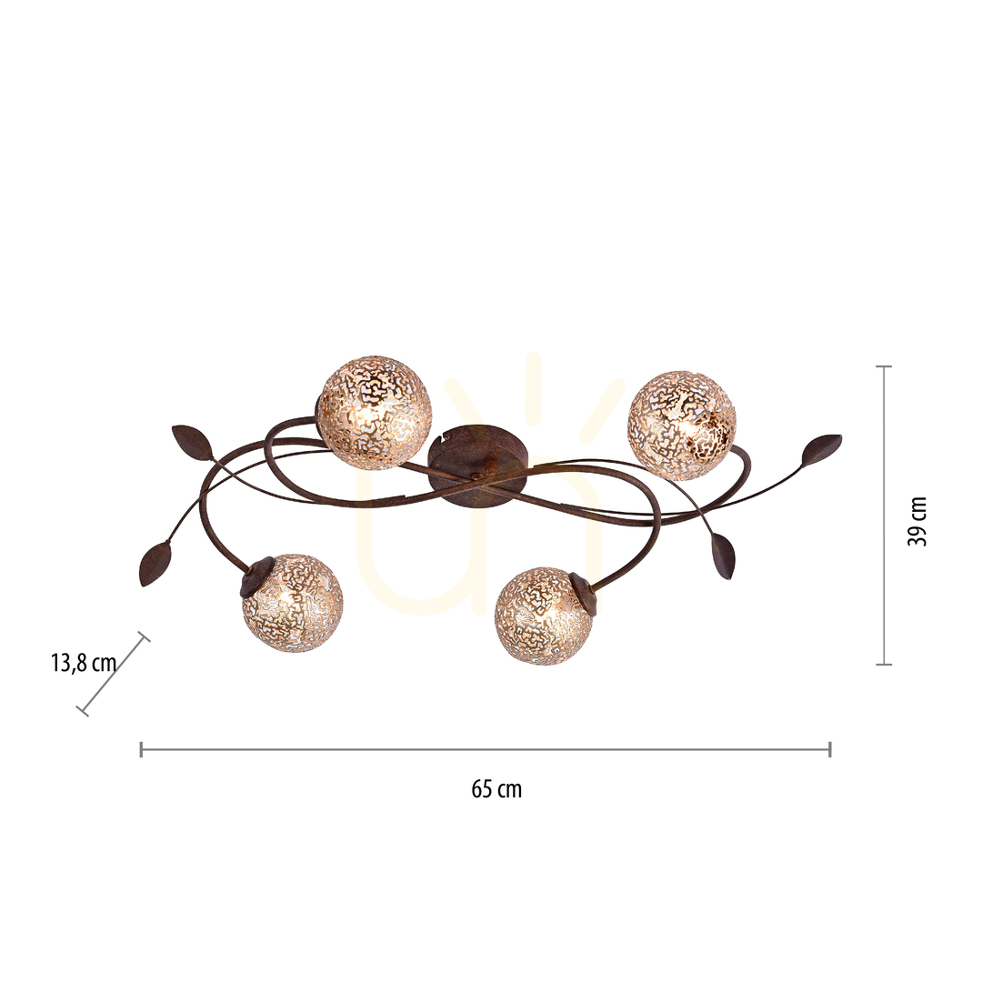 Kilátás GRETA Plafond 6395-48 Rozsda 4xG9 GRETA Plafond 6395-48 Rozsda 4xG9