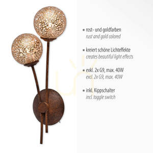 Fali lámpa GRETA 9032-48 Rozsdás 2xG9 3 Fali lámpa GRETA 9032-48 Rozsdás 2xG9 small 3