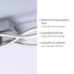 WAVE 15166-55 LED mennyezeti lámpa, acél, 3 égős, 97,5 cm small 3