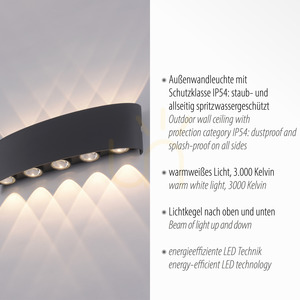 Paul Neuhaus CARLO 9489-13 LED falilámpa, antracitszürke, 27 cm, IP54 small 3