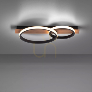 TROOPER LED mennyezeti lámpa 28W 1000lm 3000K két gyűrű fekete fa dekorral 53 cm 15615-78 small 12