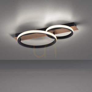 TROOPER LED mennyezeti lámpa 28W 1000lm 3000K két gyűrű fekete fa dekorral 53 cm 15615-78 small 15