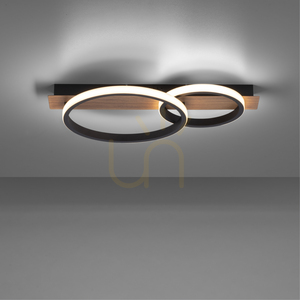 TROOPER LED mennyezeti lámpa 28W 1000lm 3000K két gyűrű fekete fa dekorral 53 cm 15615-78 small 4