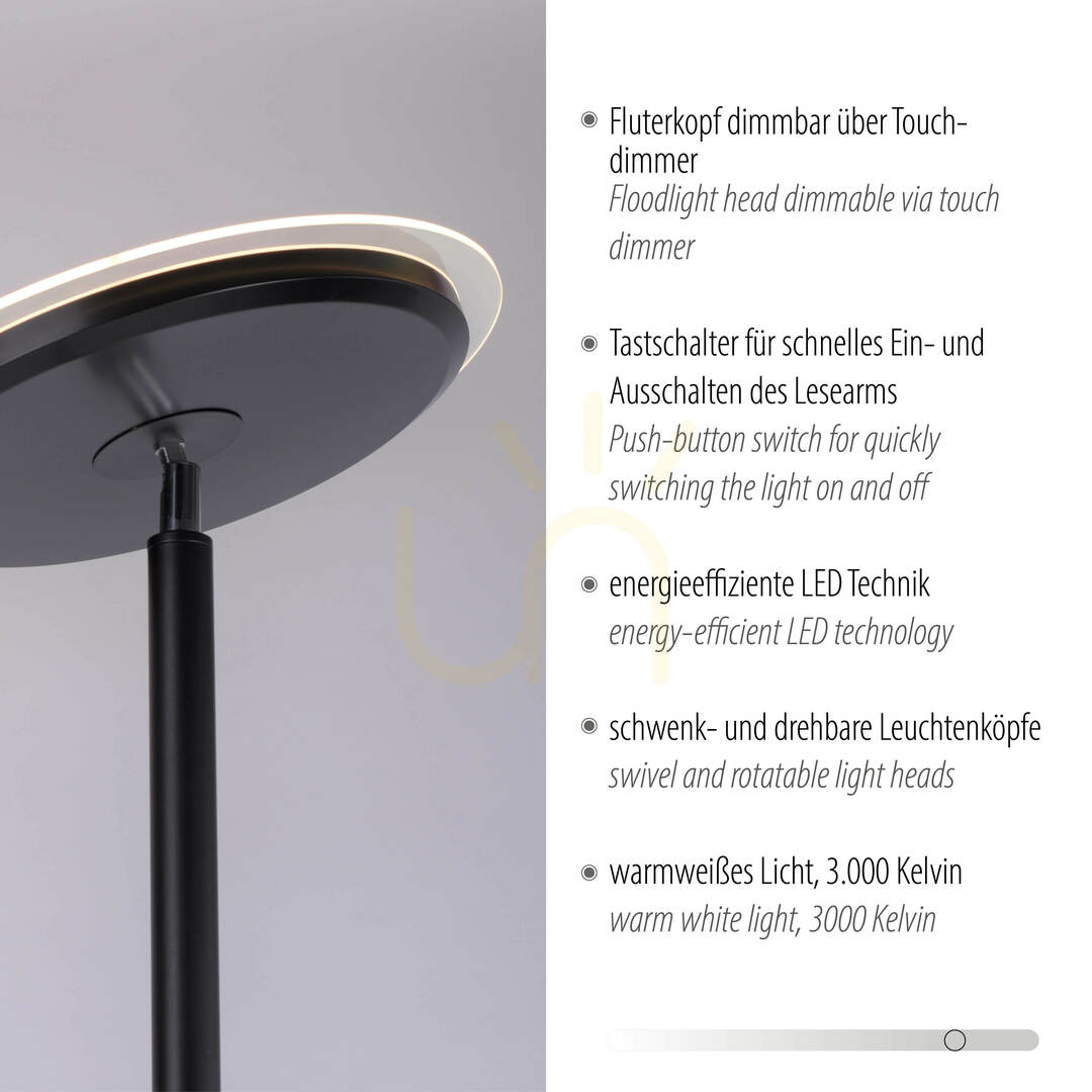 Kijelző HANS állólámpa 11709-18 Fekete 2xLED HANS állólámpa 11709-18 Fekete 2xLED