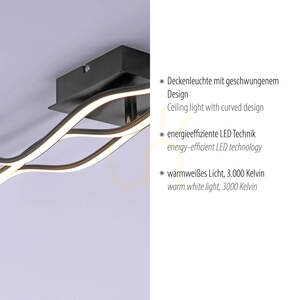 WAVE Plafond 15167-18 Fekete 3xLED small 3