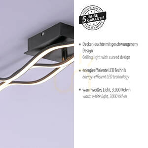 WAVE Plafond 15167-18 Fekete 3xLED small 4